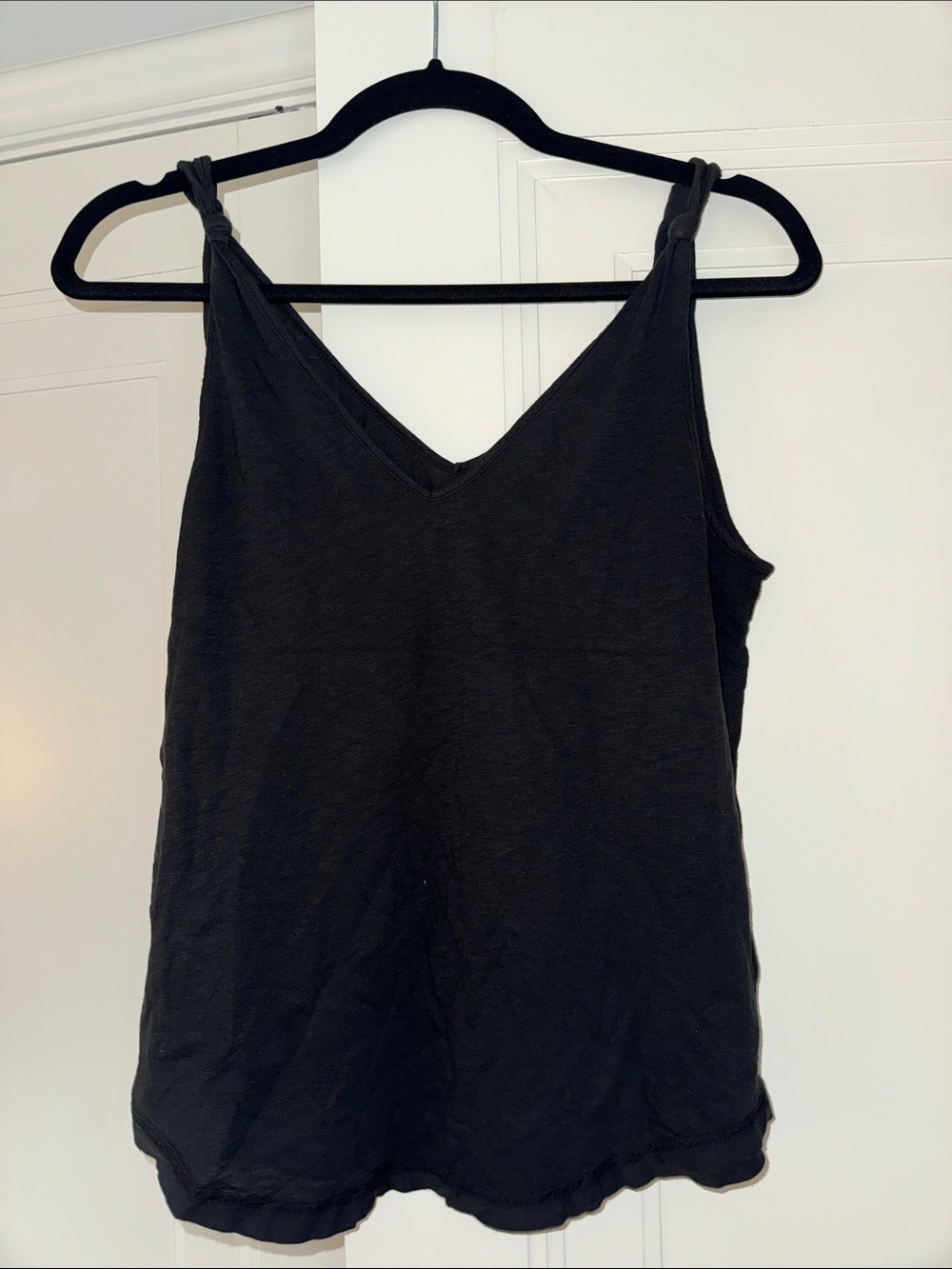 PAIGE Black V-Neck Knot-Shoulder Camisole